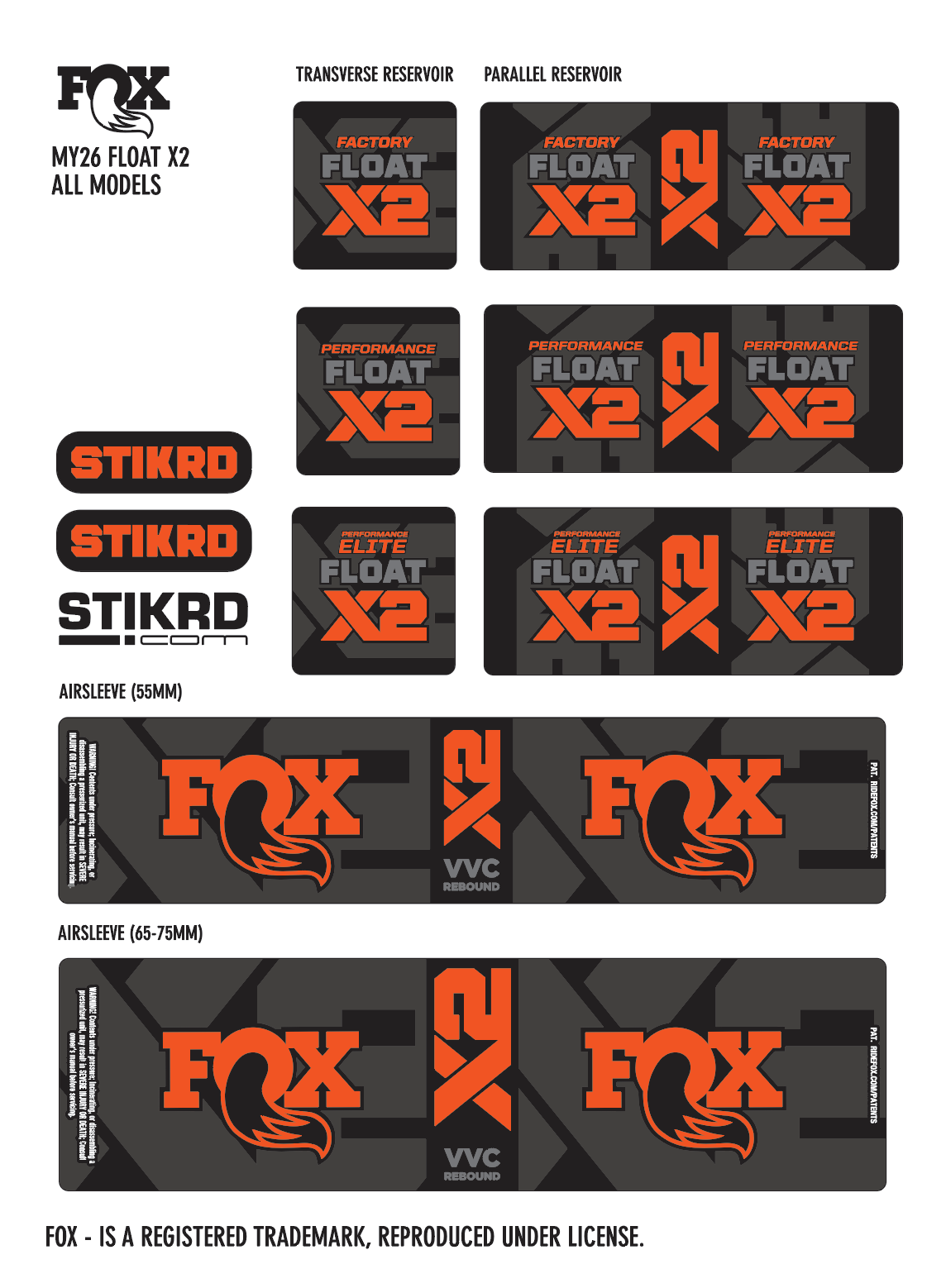 MY26 FOX FLOAT X2 ALL MODELS OEM